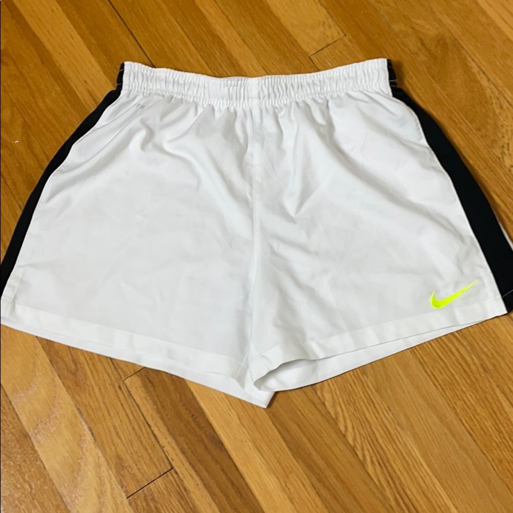 White Nike shorts, men’s medium